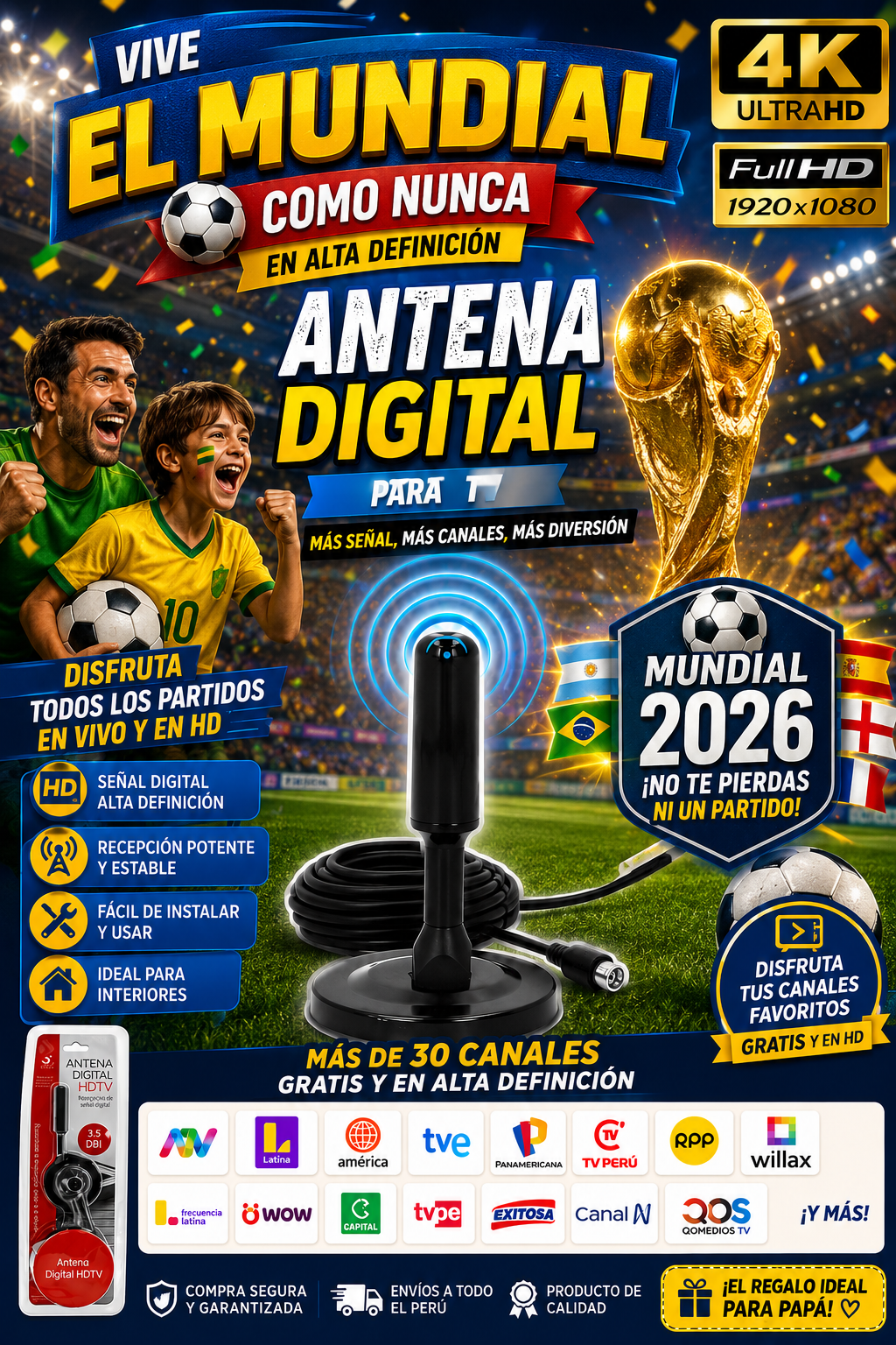 ANTENA DIGITAL TV HDTV INTERNA / EXTERNA