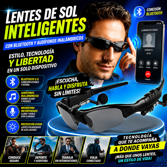 LENTES DE SOL INTELIGENTES CON BLUETOOTH Y AUDIFONOS INALAMBRICOS