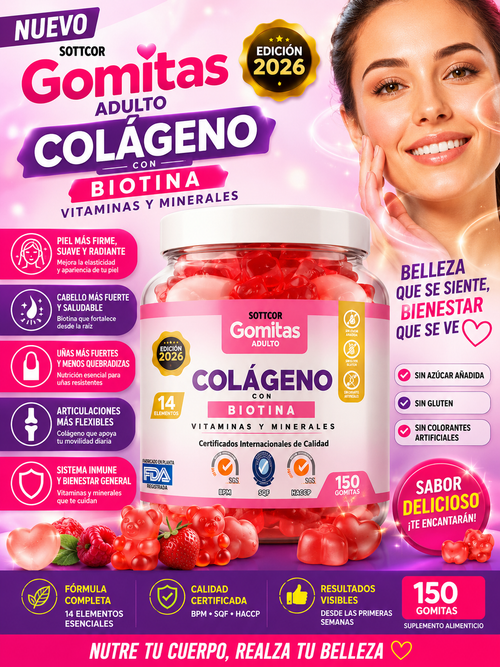 GOMITAS DE COLÁGENO PARA ADULTOS SOTTCOR LABS 150 UNIDADES